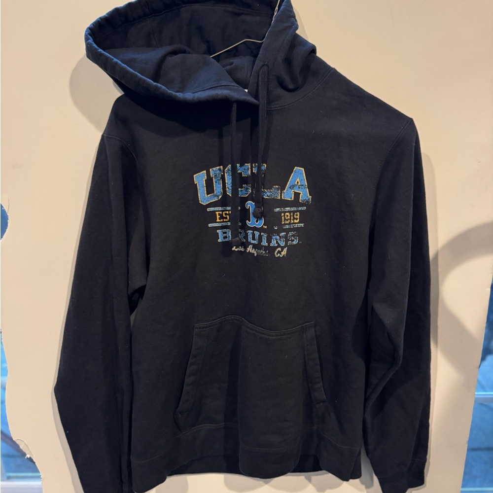 Vintage UCLA Bruins Hoodie pullover Sweatshirt Adult Small Black distressed logo